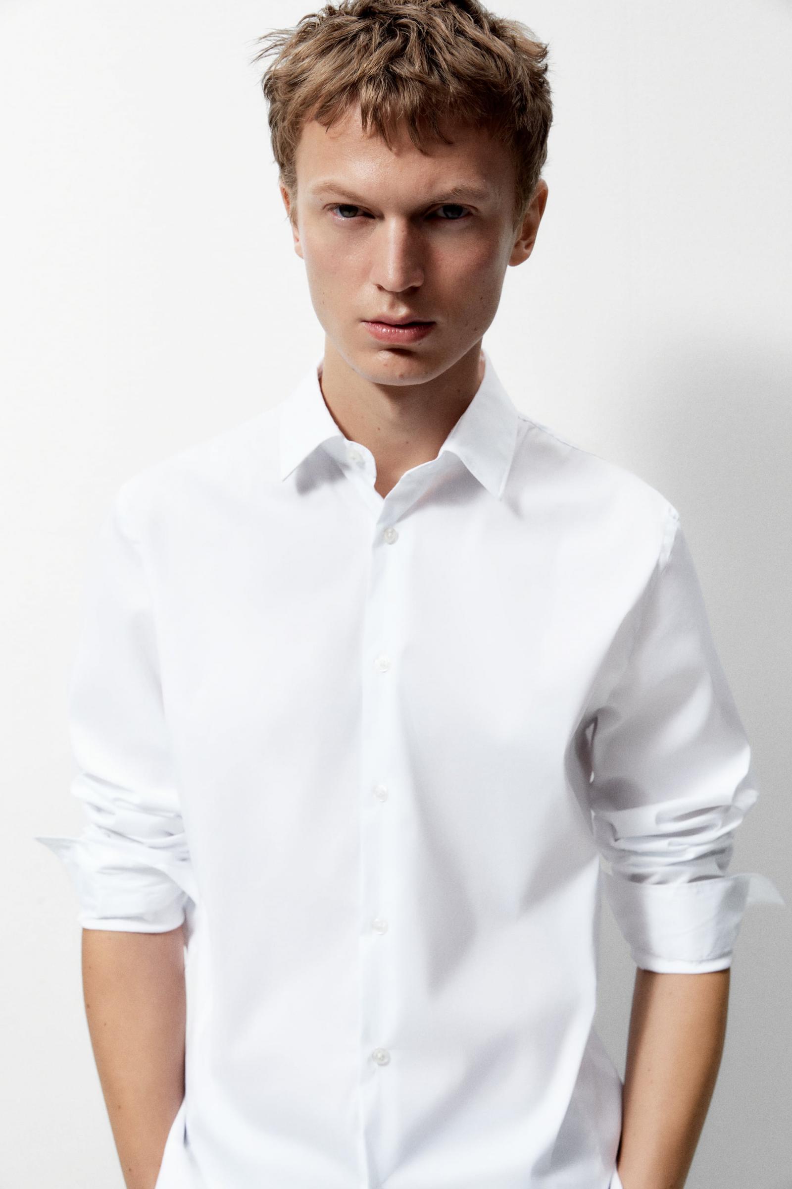 Camisa blanca zara hombre best sale