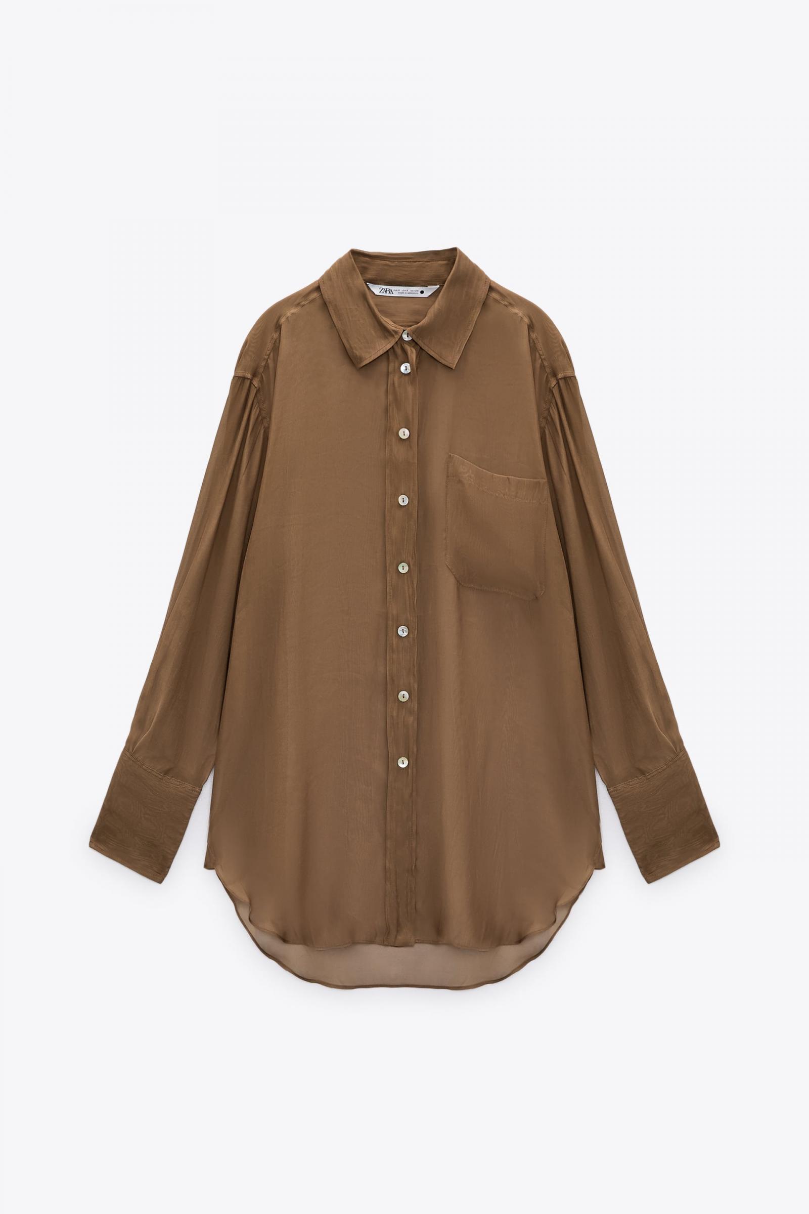 Camisa marron mujer zara online