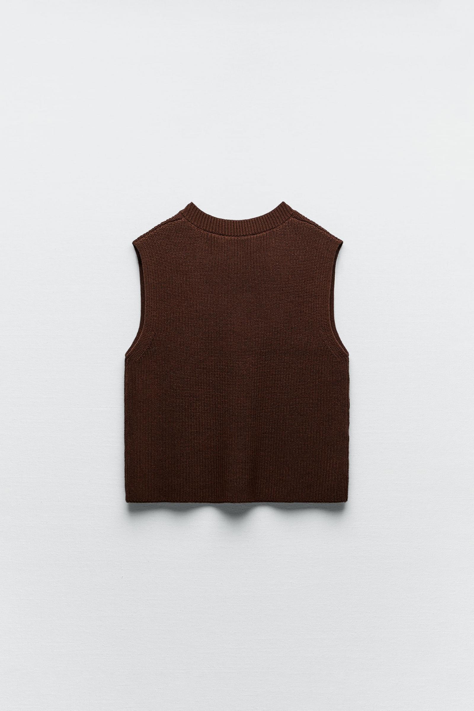 PUNTO Mujer ZARA CHALECO PUNTO Chocolate Katiegibsonwrites