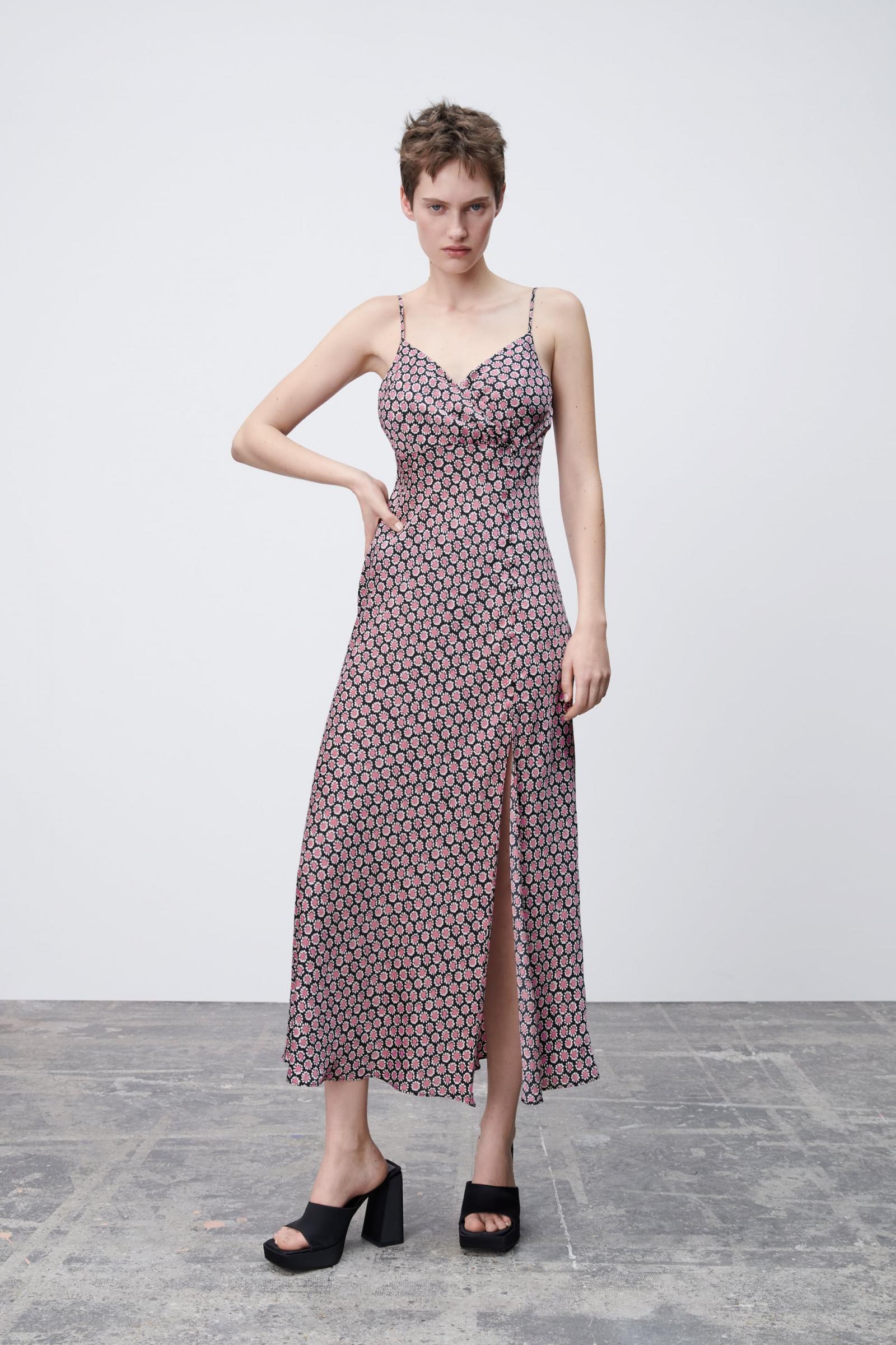 VESTIDOS MONOS Mujer ZARA VESTIDO LENCERO ESTAMPADO FLORAL Rosa Katiegibsonwrites